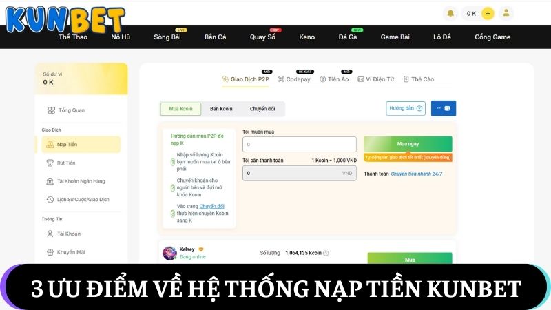 Đánh giá hệ thống nạp tiền Kunbet